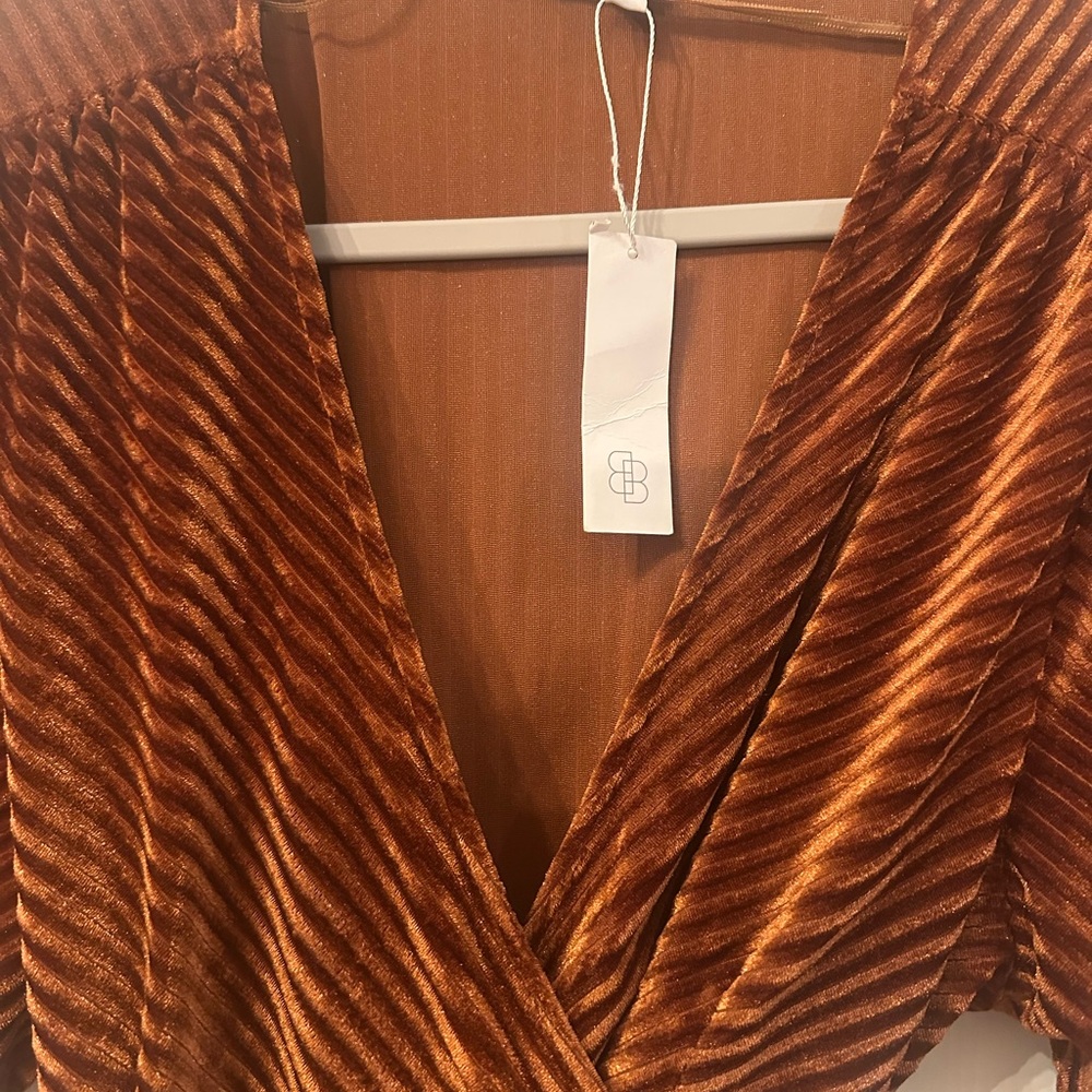 Baltic Born Andi Ribbed Bronze Velvet Maxi Dress - Picture 3 of 3